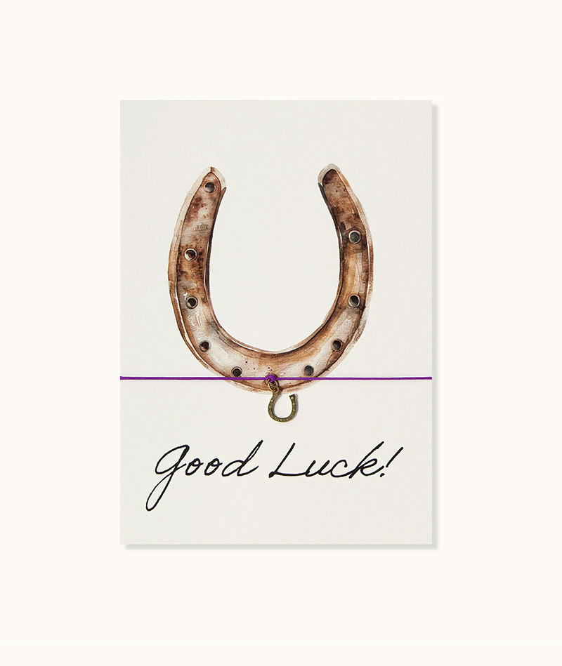 Armband-Karte: Good luck, Hufeisen