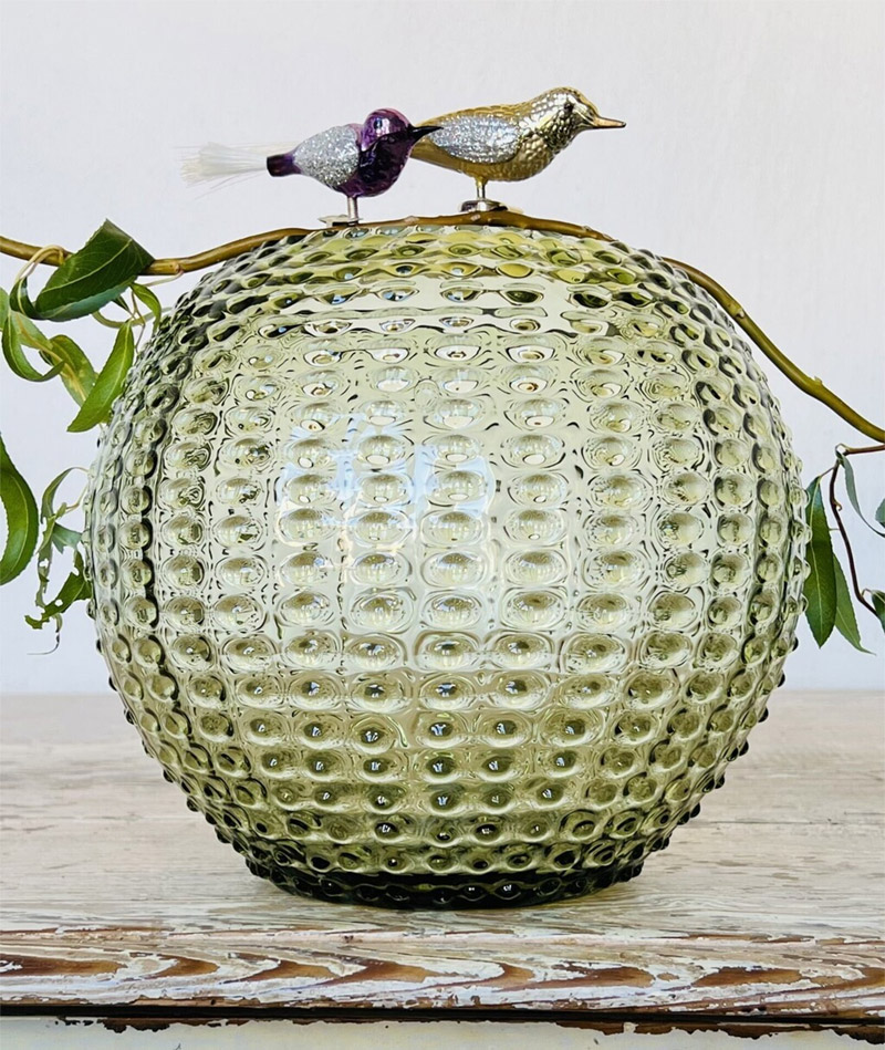 anna_von_lipa_HOBNAIL_Globe_olive_02 Anna Von Lipa Vase Hobnail Globe, Olive