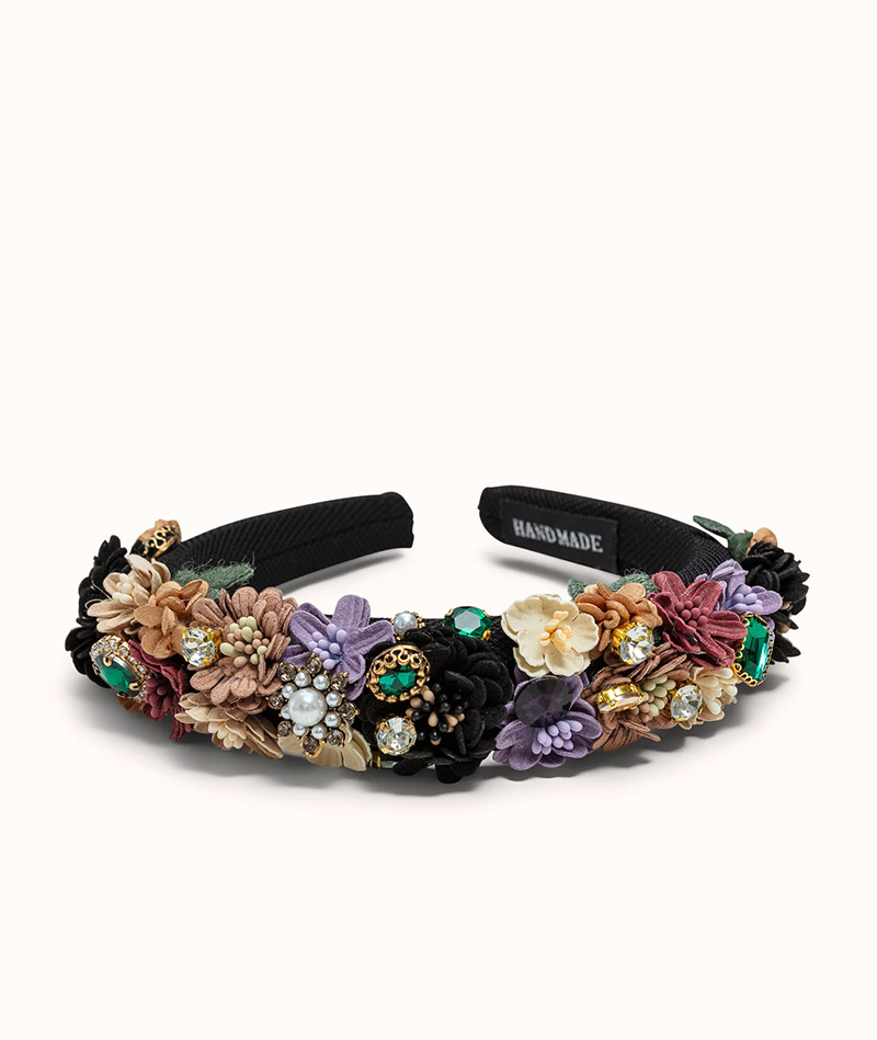 Haarreif Blumen, Schwarz