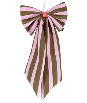 Schleife, Canvas olive/rosa breit gestreift