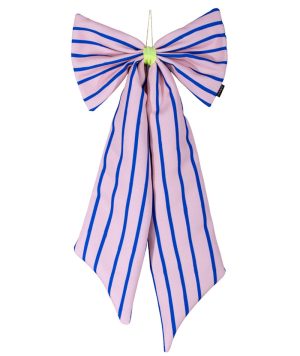 Schleife Canvas peach/blau schmal gestreift
