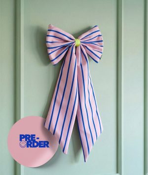 Schleife Canvas peach/blau schmal gestreift