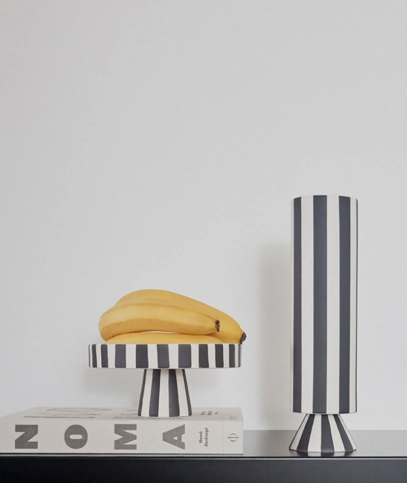 Toppu Vase - High, schwarz/weiß